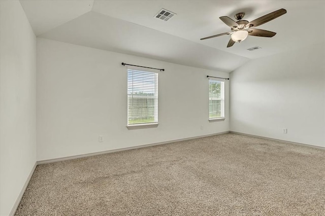 14500 Gravity Falls Ln, Oklahoma City, OK 73142 - empty room featuring lofted ceiling, carpet, and a ceiling fan