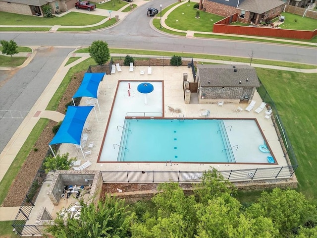 14500 Gravity Falls Ln, Oklahoma City, OK 73142 - drone / aerial view of a pool area
