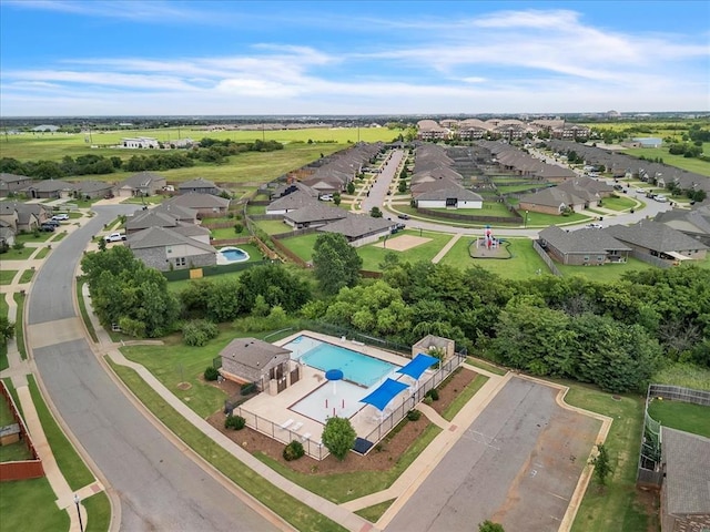 14500 Gravity Falls Ln, Oklahoma City, OK 73142 - aerial perspective of suburban area with a pool area