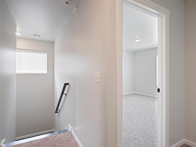 19608 Dalemead Way, Edmond, OK 73012 - stairway with baseboards and carpet floors