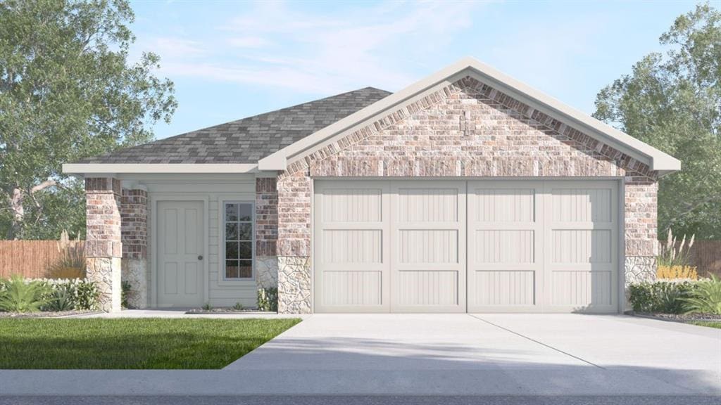 601 NE 106th St, Oklahoma City, OK 73114 - ranch-style house featuring concrete driveway, a garage, and stone siding