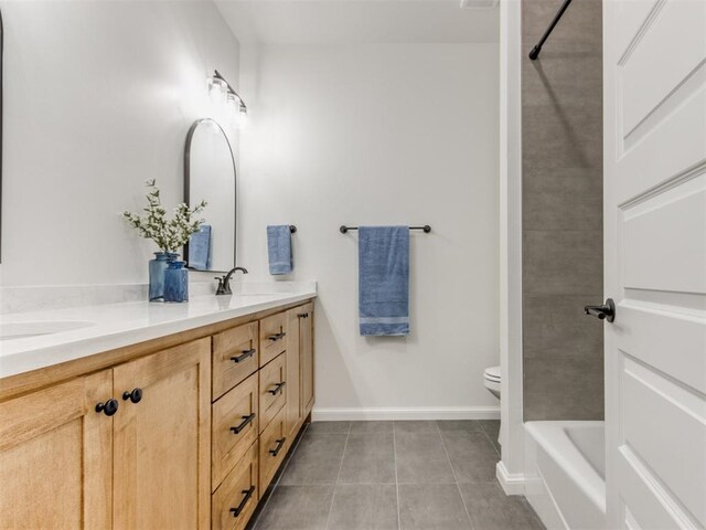 9320 NW 84th St, Yukon, OK 73099 - bathroom with double vanity and tile patterned flooring