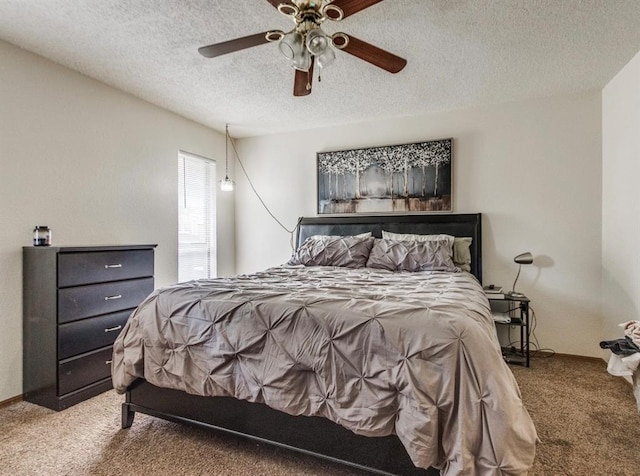 302 W Branches Way, Mustang, OK 73064 - carpeted bedroom with a textured ceiling and a ceiling fan