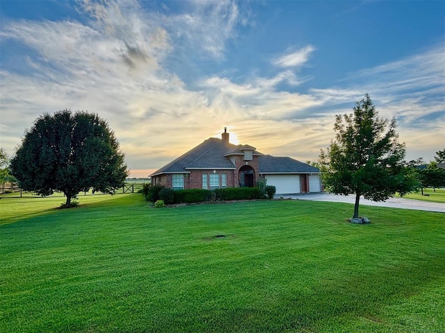 20301 Flowered Meadows Way, Edmond, OK 73012 - view of front of home with a front yard, concrete driveway, and an attached garage