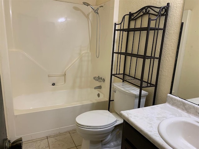 516 Ridgecrest Rd, Edmond, OK 73013 - full bathroom featuring vanity, shower / bath combination, a textured wall, and tile patterned flooring