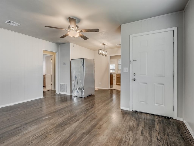 2104 Westchester Dr, Oklahoma City, OK 73120 - entryway featuring a ceiling fan and dark wood-style floors