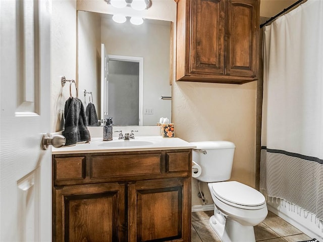1201 W Churchill Way, Mustang, OK 73064 - full bathroom featuring vanity, tile patterned floors, and a shower with curtain