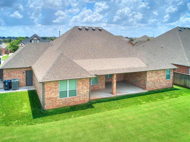 16405 Brookefield Dr, Edmond, OK 73013 - rear view of property featuring a patio, roof with shingles, and brick siding