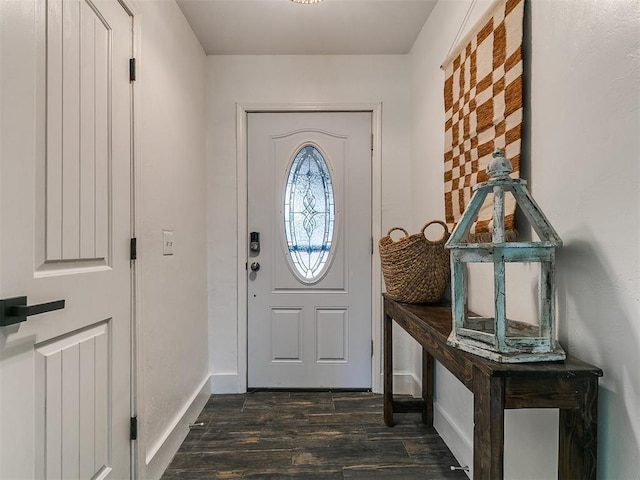 1408 Chimney Hill Rd, Yukon, OK 73099 - entryway with dark wood-style flooring and baseboards