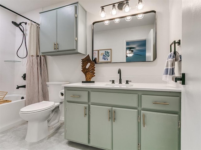 1408 Chimney Hill Rd, Yukon, OK 73099 - full bath featuring vanity, a ceiling fan, and shower / tub combo with curtain