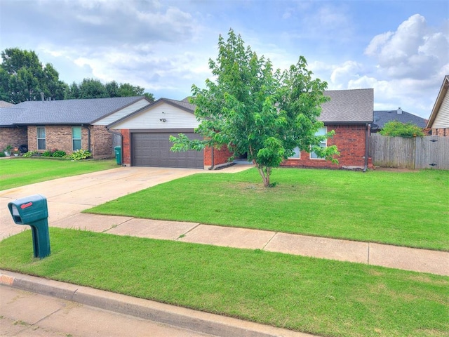 1408 Chimney Hill Rd, Yukon, OK 73099 - view of front of home with brick siding, driveway, a garage, and a shingled roof
