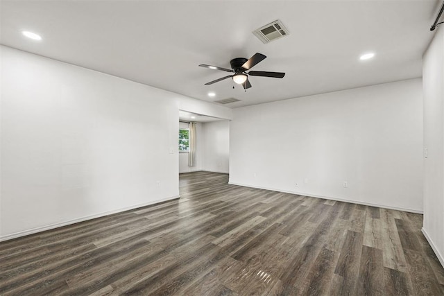 311 N Monroe Ave, Blanchard, OK 73010 - empty room featuring recessed lighting, dark wood-style floors, and a ceiling fan