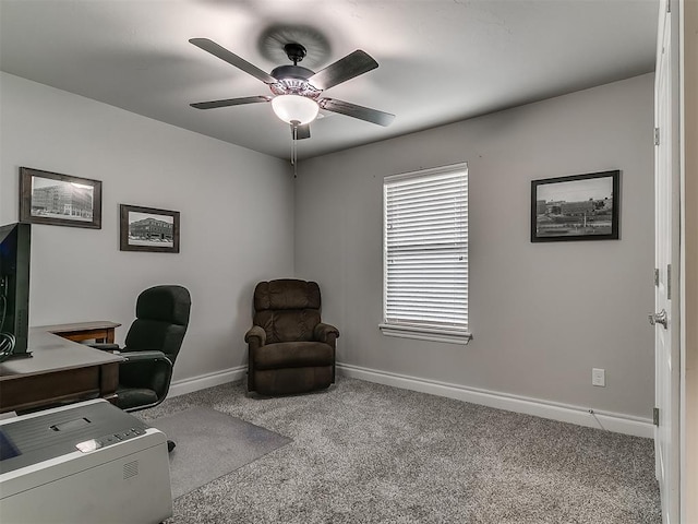 12917 Treemont Ln, Oklahoma City, OK 73142 - office featuring carpet floors and a ceiling fan