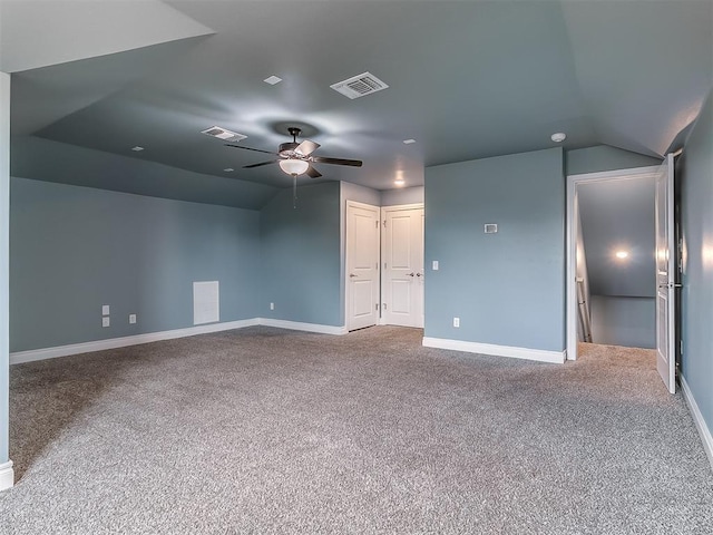 12917 Treemont Ln, Oklahoma City, OK 73142 - bonus room with vaulted ceiling, carpet floors, and ceiling fan