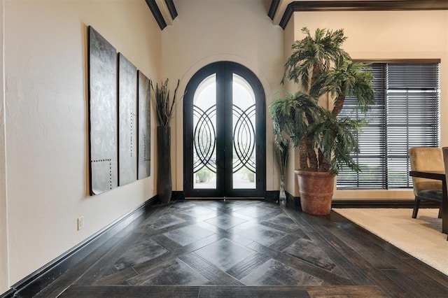 3617 Stagmoor Rd, Edmond, OK 73034 - entryway featuring french doors, arched walkways, and healthy amount of natural light