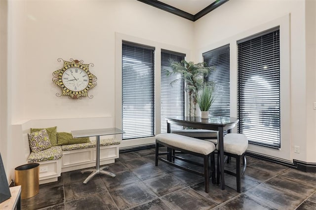 3617 Stagmoor Rd, Edmond, OK 73034 - dining space with healthy amount of natural light and ornamental molding