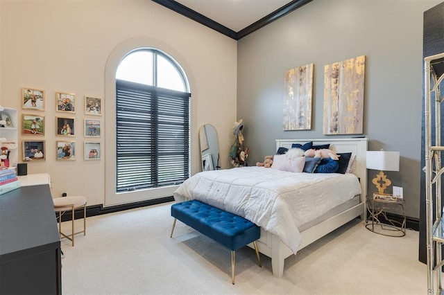 3617 Stagmoor Rd, Edmond, OK 73034 - bedroom featuring crown molding and carpet