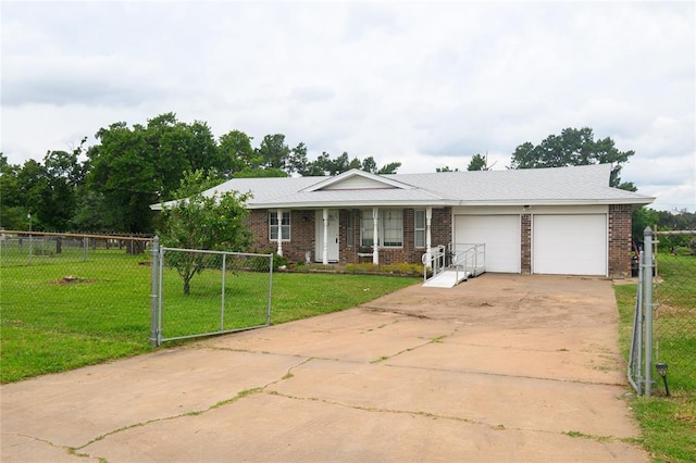 1383 N Peebly Rd, Choctaw, OK 73020 - view of front of property featuring a garage, driveway, brick siding, and a gate
