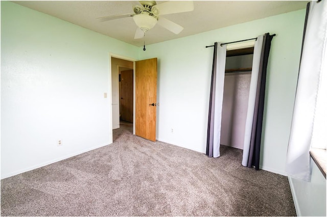 1383 N Peebly Rd, Choctaw, OK 73020 - unfurnished bedroom with carpet floors, a closet, and ceiling fan