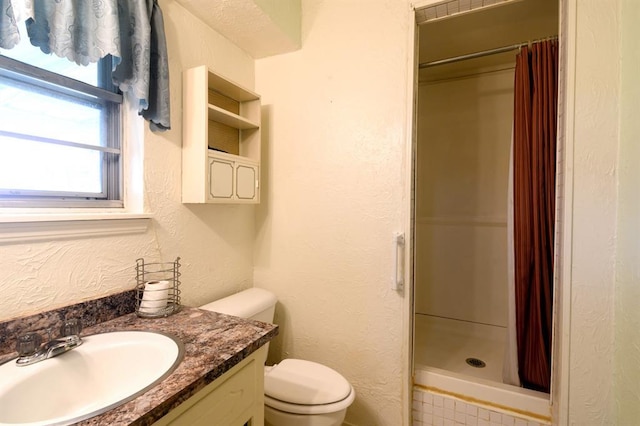 1383 N Peebly Rd, Choctaw, OK 73020 - full bath with a textured wall, a stall shower, and vanity