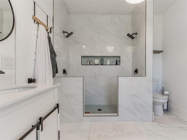 1317 N Wisconsin Ave, Oklahoma City, OK 73117 - bathroom with vanity, a marble finish shower, and a bidet