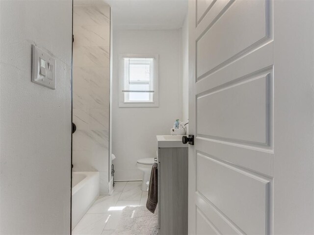 1317 N Wisconsin Ave, Oklahoma City, OK 73117 - full bath with marble look tiles, vanity, and bathtub / shower combination