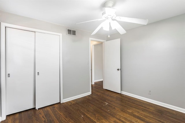 3012 NW 67th St, Oklahoma City, OK 73116 - unfurnished bedroom featuring wood finished floors, a closet, and ceiling fan