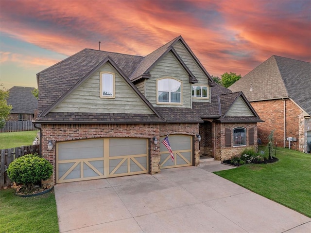 4417 Man O War Dr, Edmond, OK 73025 - view of front of property with concrete driveway, a garage, brick siding, and a shingled roof