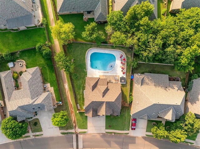4417 Man O War Dr, Edmond, OK 73025 - aerial perspective of suburban area with a pool area