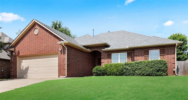 16117 Sonoma Lake Blvd, Edmond, OK 73013 - view of front facade with brick siding, an attached garage, a shingled roof, and concrete driveway