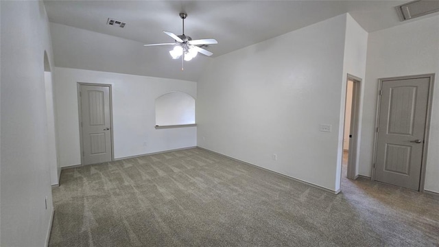 3441 NW 176th St, Edmond, OK 73012 - carpeted empty room featuring lofted ceiling and ceiling fan
