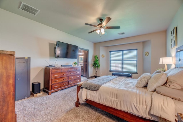 11620 Mallorca Dr, Oklahoma City, OK 73173 - bedroom featuring light colored carpet and a ceiling fan