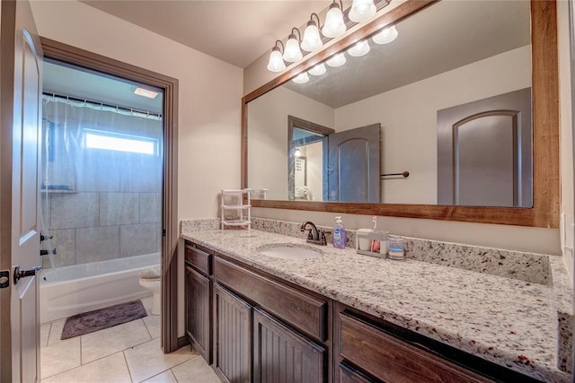 11620 Mallorca Dr, Oklahoma City, OK 73173 - bathroom featuring vanity, tile patterned floors, and  shower combination