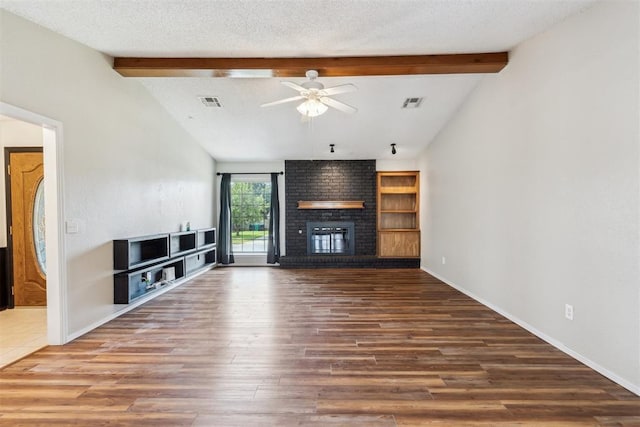 2309 Morning Glory Dr, Oklahoma City, OK 73159 - unfurnished living room featuring a fireplace, ceiling fan, and wood finished floors