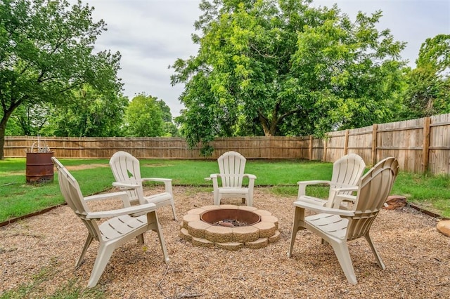 300 S Davidson Rd, Midwest City, OK 73130 - fenced backyard featuring a fire pit
