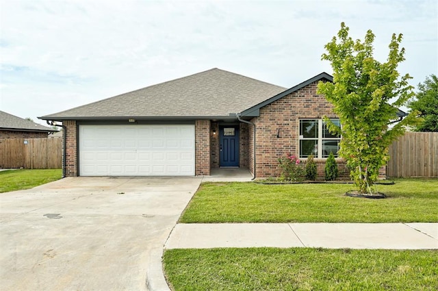 11116 SW 37th St, Mustang, OK 73064 - view of front facade featuring an attached garage, brick siding, concrete driveway, and roof with shingles