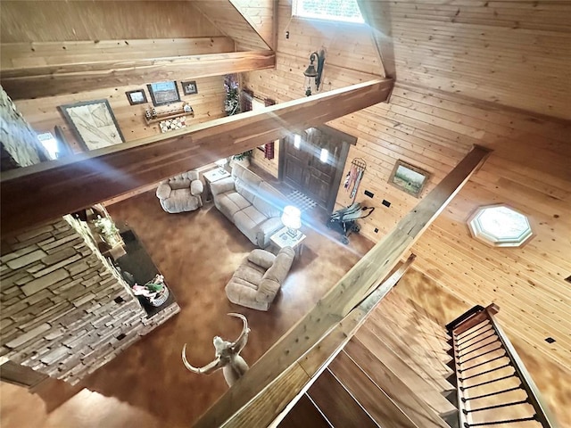 17701 S Rock Creek Rd, Shawnee, OK 74801 - living area featuring wooden walls