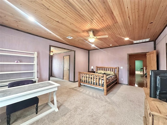 17701 S Rock Creek Rd, Shawnee, OK 74801 - carpeted bedroom with wood ceiling