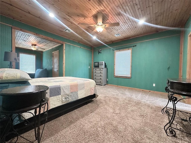 17701 S Rock Creek Rd, Shawnee, OK 74801 - carpeted bedroom with multiple windows and wood ceiling