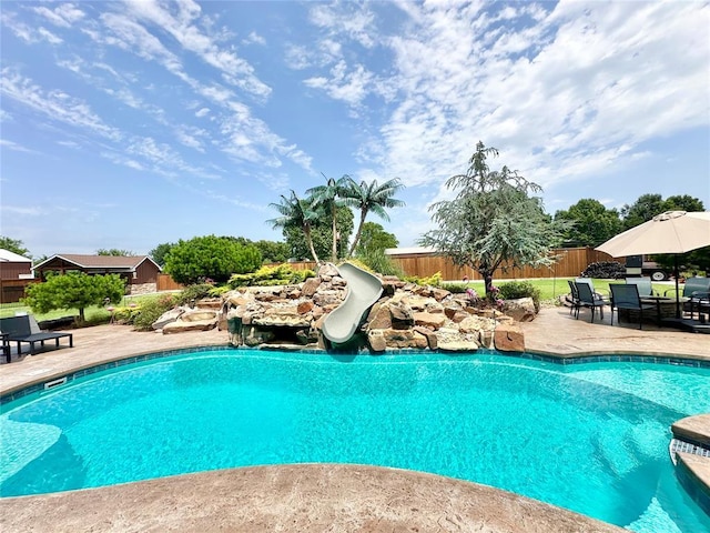 17701 S Rock Creek Rd, Shawnee, OK 74801 - view of pool with a water slide and a patio