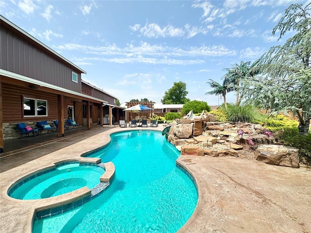 17701 S Rock Creek Rd, Shawnee, OK 74801 - view of swimming pool featuring a patio and a pool with connected hot tub