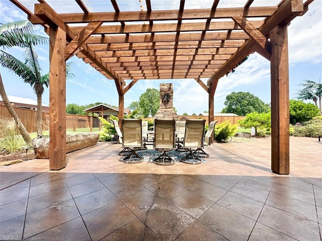 17701 S Rock Creek Rd, Shawnee, OK 74801 - view of patio with outdoor dining area and a pergola