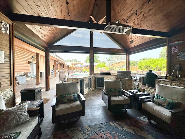 17701 S Rock Creek Rd, Shawnee, OK 74801 - view of patio / terrace featuring a gazebo, outdoor lounge area, and an outdoor kitchen