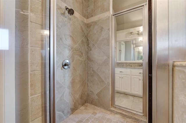 2473 Vellano Ln, Edmond, OK 73034 - bathroom featuring a stall shower and vanity