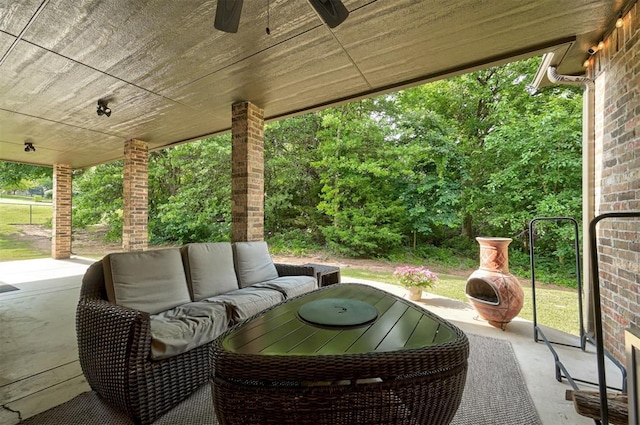 2473 Vellano Ln, Edmond, OK 73034 - view of patio / terrace with outdoor lounge area and ceiling fan