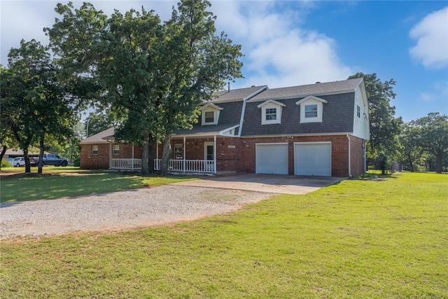 1317 Sue Ln, Choctaw, OK 73020 - colonial inspired home featuring dirt driveway, a porch, brick siding, and a front yard