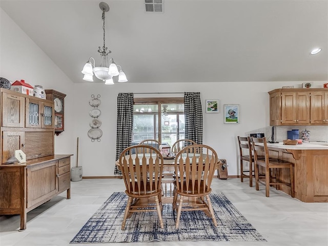 975 Garden Rd, Tuttle, OK 73089 - dining space with a chandelier and lofted ceiling