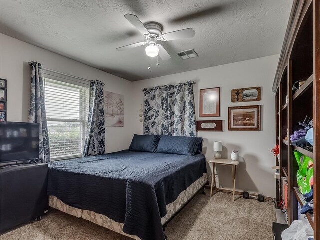 975 Garden Rd, Tuttle, OK 73089 - bedroom featuring carpet, a ceiling fan, and a textured ceiling