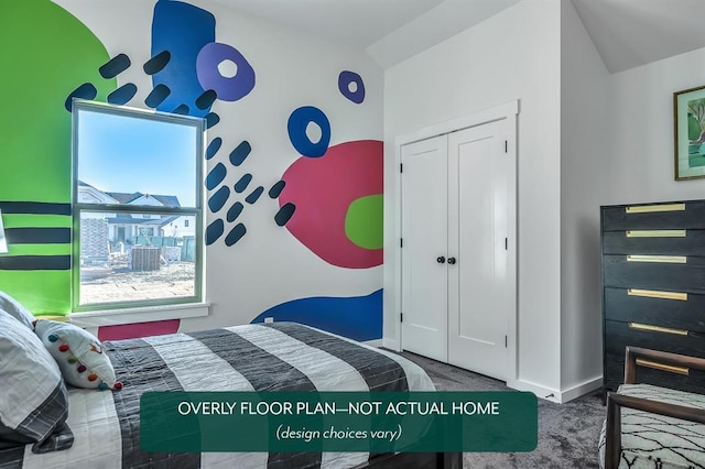 1420 SW 160th St, Moore, OK 73170 - bedroom with carpet flooring, a closet, and lofted ceiling