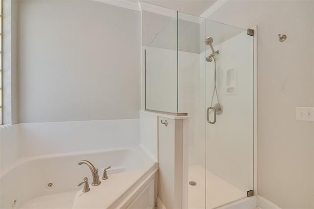 1300 Oak Springs Ln, Edmond, OK 73034 - full bath featuring a stall shower and a jetted tub